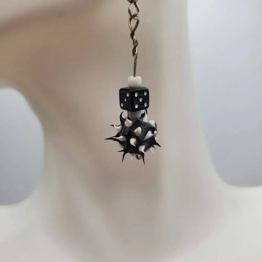 Punk spiked black dangle earrings‎